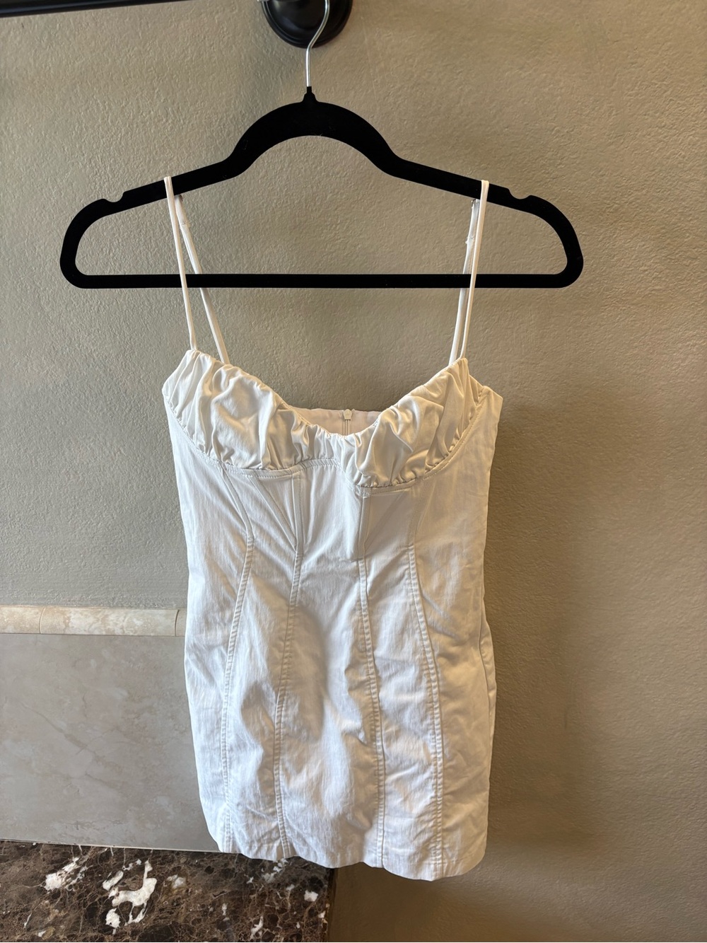 Zara White Mini Dress with Spaghetti Straps